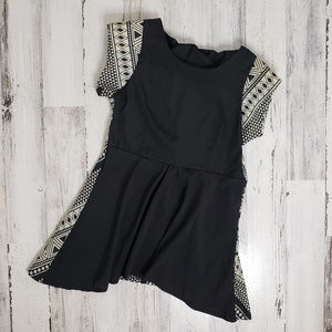 Tribal Pattern Shoulder-Padded Dress